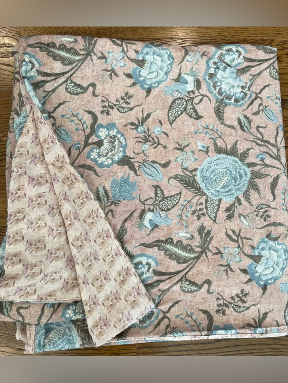 Pottery Barn Ella Floral Reversible Duvet Cover Full Queen Cotton/Linen